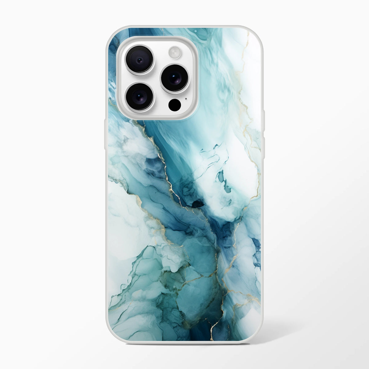 Blue Marble iPhone Case (13-16) Ocean Agate Abstract with slim matte shell and long-lasting printed design
