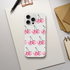 Clear flexi case with pink glitter cherries pattern for iPhone 13-16, slim protective cover