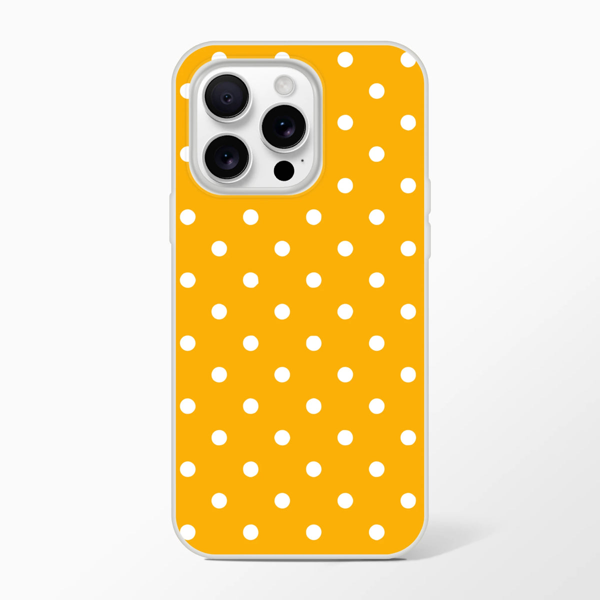 Retro orange and white polka dot iPhone case with slim flexible TPU protection and smooth matte finish for commuting.
