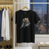 Black t-shirt with 'You Matter' design hanging on a rack in a room with a cityscape view.