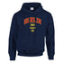 Navy Berlin Graphic Women’s Hoodie with red lettering and yellow emblem; soft cotton blend pullover.