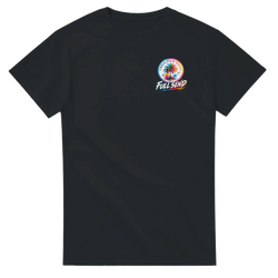 Black men's t-shirt featuring a colorful "Full Send" and "Urban Palm Trees" palm tree graphic on the chest.