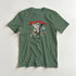 Grey-green men's gothic angel graphic tee in soft cotton blend with red winged angel print.