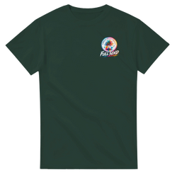 Dark green graphic tee featuring a colorful "Urban Palm Trees Full Send" logo with a palm tree design on the chest.