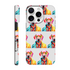 Colorful dog-wearing-sunglasses print on wraparound phone case with dual-layer protection for iPhone 16/15/14/13