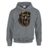 Men's Grizzly Bear Hoodie in gray, 50/50 cotton-poly, bold bear graphic with sunglasses and gold chain, sizes S–XL.