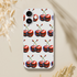 Cherries pattern slim protective phone case, transparent frosty finish for iPhone 13–16.