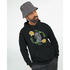 Man wearing men's Good Vibes Only slogan hoodie with floral wreath design.