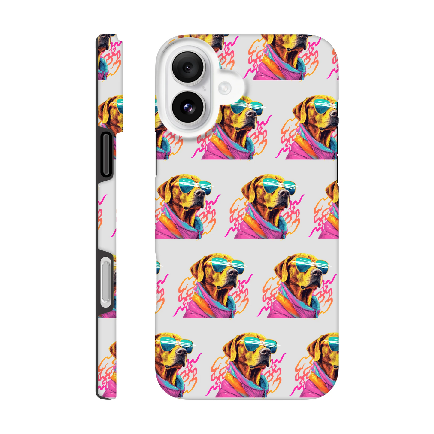 Colorful dog wearing sunglasses on a tough protective iPhone case with wraparound print for iPhone 16-13.