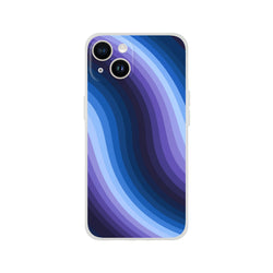 Blue Retro Wave iPhone Case with abstract Y2K swirl for iPhone 13-16, matte finish.