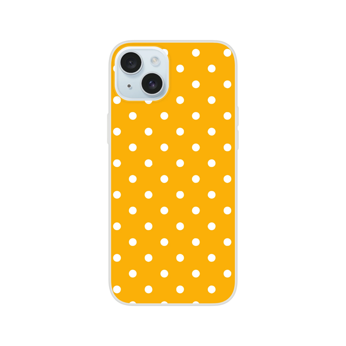 Retro orange and white polka dot iPhone case with matte finish and shock-absorbing TPU for slim, pocket-friendly protection.