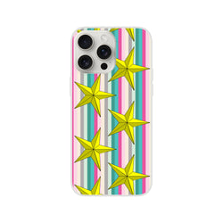 Pastel striped iPhone case with gold stars for iPhone 13-16
