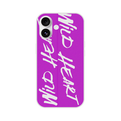 Cute Wild Heart iPhone Case for 13-16 with Believe In Yourself slogan, purple matte case with white abstract scribbles