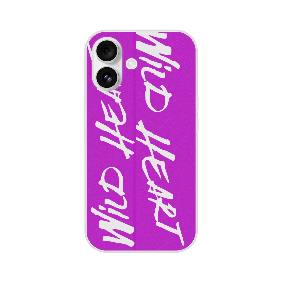 Cute Wild Heart iPhone Case for 13-16 with Believe In Yourself slogan, purple matte case with white abstract scribbles