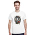 Geisha girl Japanese men's graphic T-shirt on white crew-neck, soft cotton blend with bold geisha print.