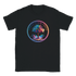 Retro Palm Tree T‑Shirt for Men with colorful circular Urban Palm Trees design on black tee
