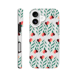 Floral phone case, tough protective cover for iPhone 16-13 with dual-layer protection, wraparound print, glossy finish.