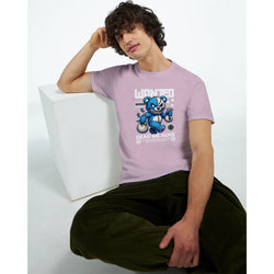 Pink Teddy Bear men's graphic T-shirt in soft cotton blend, crew neck, sizes S to XL.