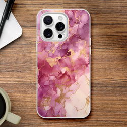 Pink marble iPhone case with blush rose gold abstract veins for iPhone 13-16.