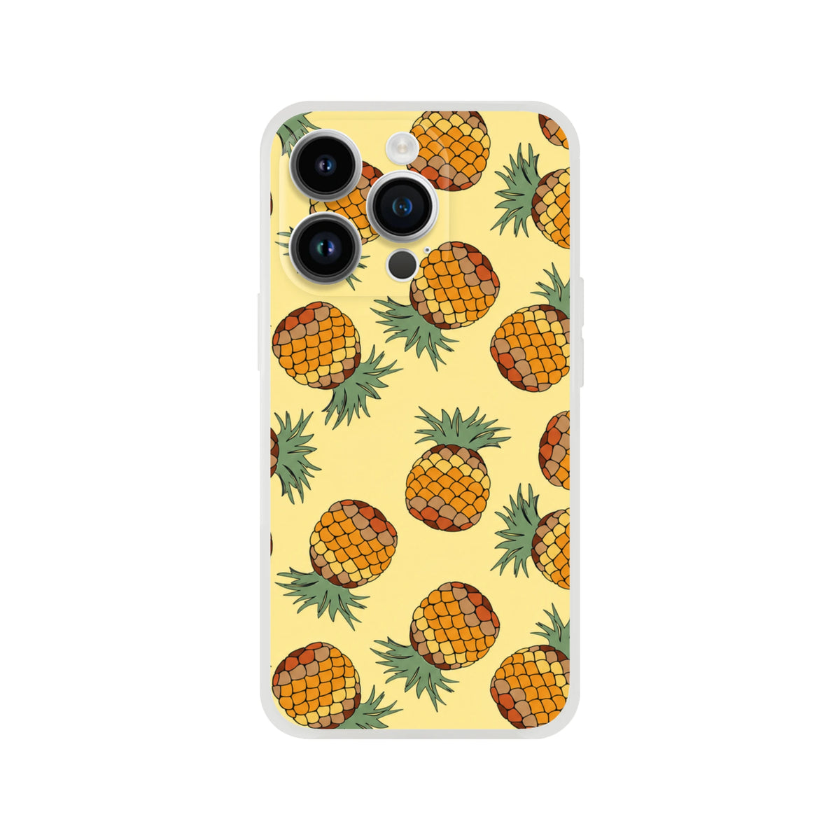 Pineapple-pattern iPhone case for 13-16 with slim, matte finish and vibrant tropical fruit print.