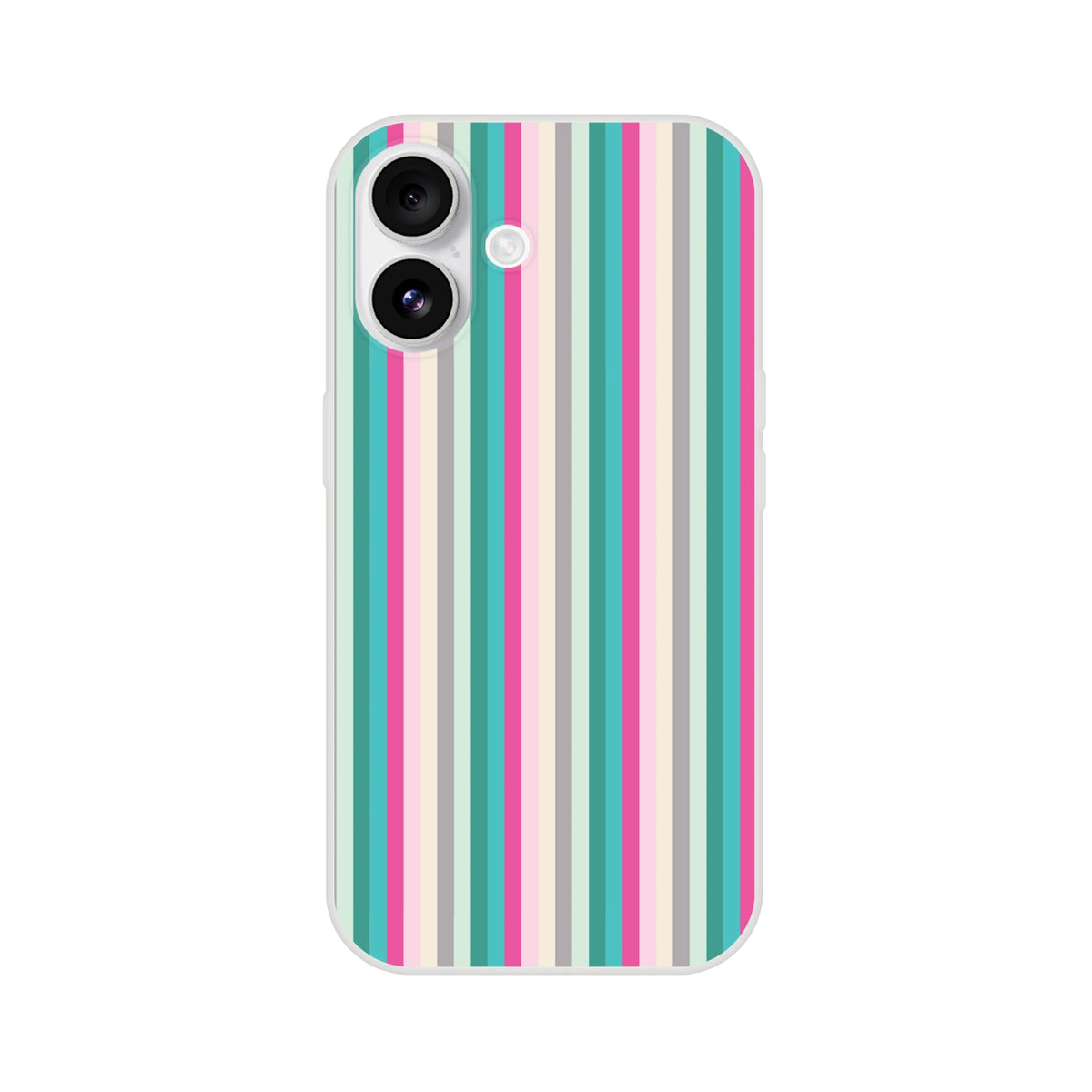 Pastel Stripe iPhone Case for 13-16 with colorful vertical stripes, streetwear-inspired phone cover