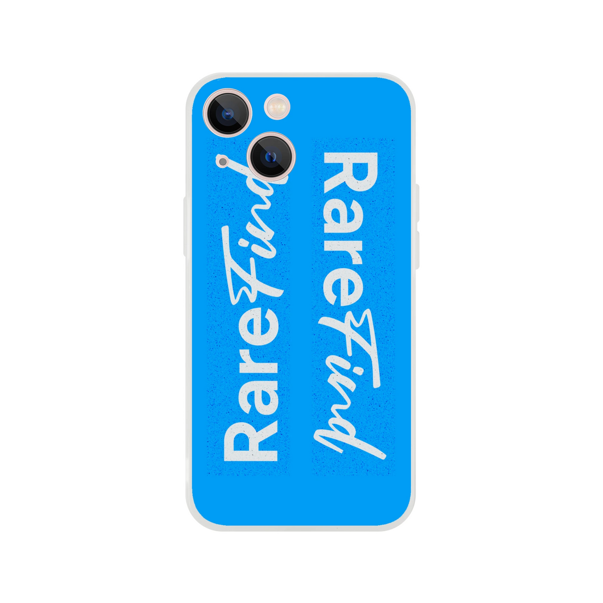 Rare Find blue iPhone case for 13-16 with a positive slogan and clean matte finish.