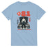 Light blue JDM graphic tee featuring bold 81, a person in front of a car hood, barcode and Japan Domestic Market.