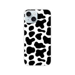 Black and White Cow Print iPhone Case for 13-16, cute Y2K animal design.