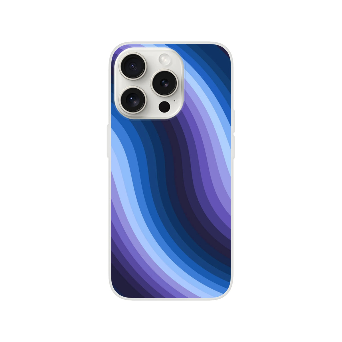 Blue Retro Wave iPhone case for iPhone 13-16 with abstract Y2K swirl design and matte finish
