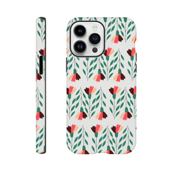 Floral wraparound print on back and sides; tough protective case with glossy dual-layer finish for iPhone 16 15 14 13.