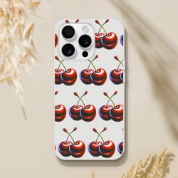 Cherries print slim transparent iPhone case for iPhone 13-16, flexible protective cover