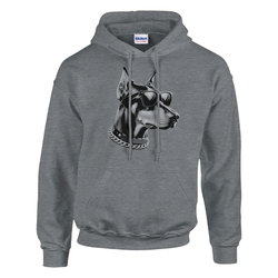 Men's grey cotton-blend hoodie featuring gangster dog graphic wearing sunglasses and a chain.