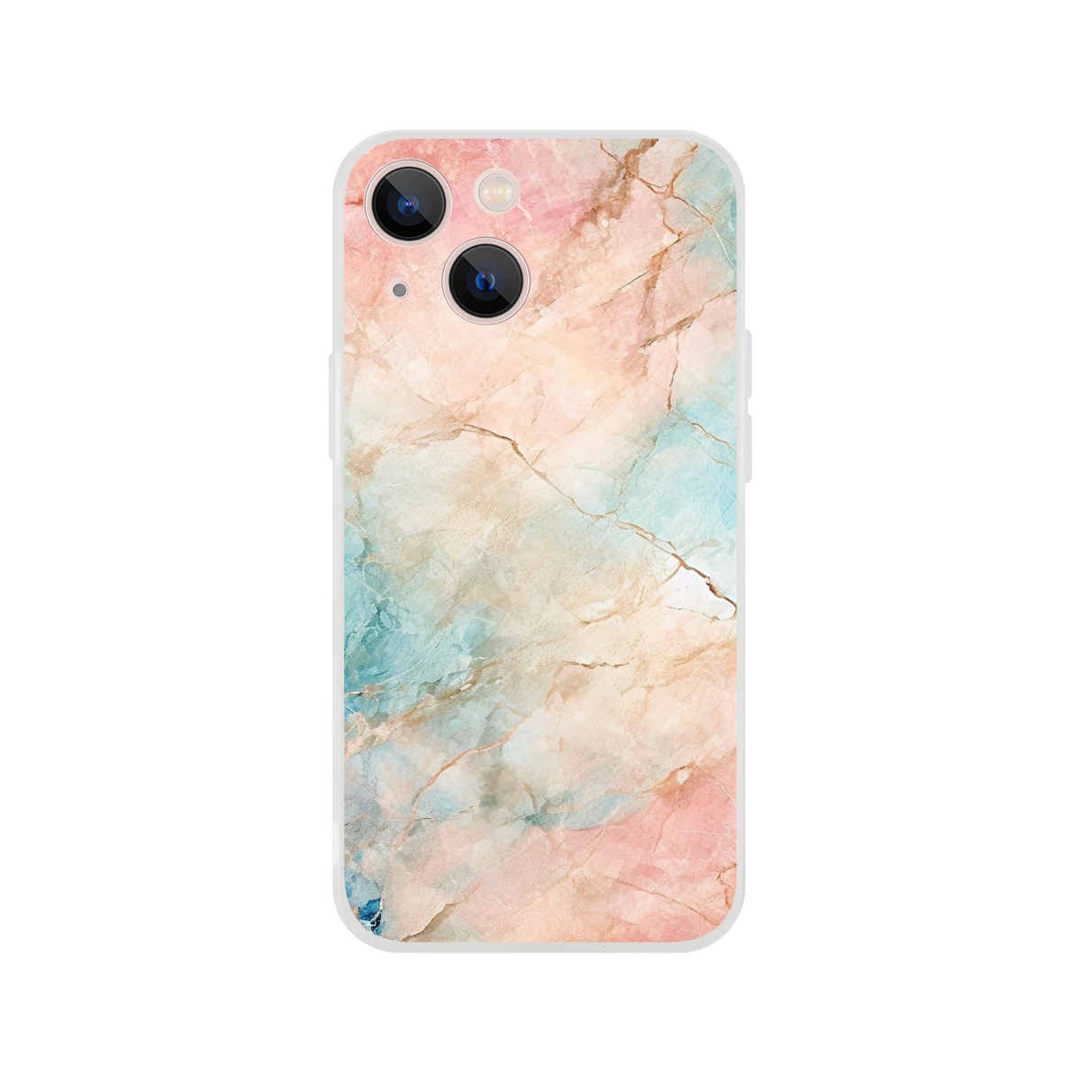 Pastel marble iPhone case with peach and aqua abstract pattern for iPhone 13–16.