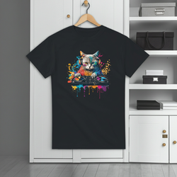 Cat DJ graphic T-shirt product image
