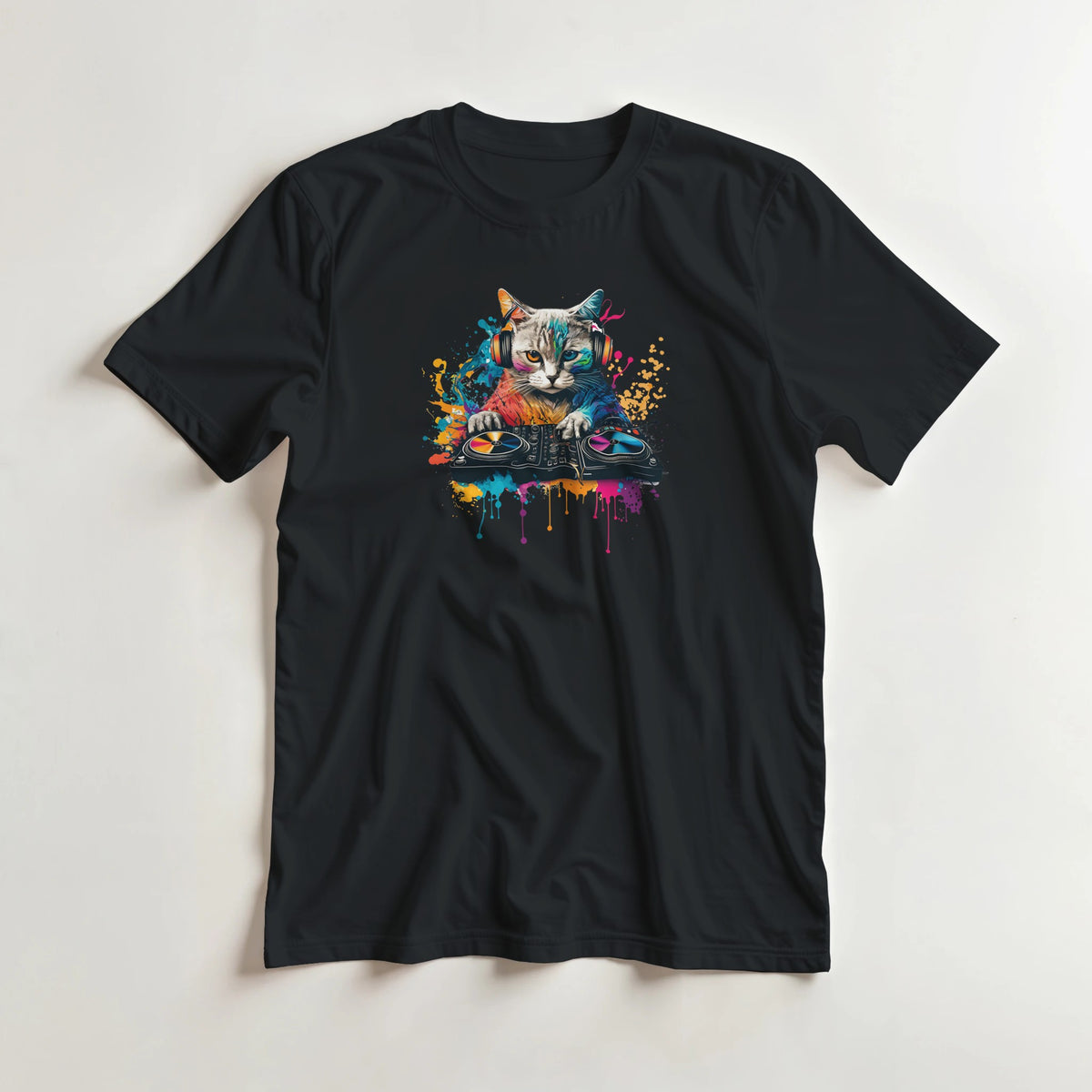 Cat DJ graphic T-shirt product image