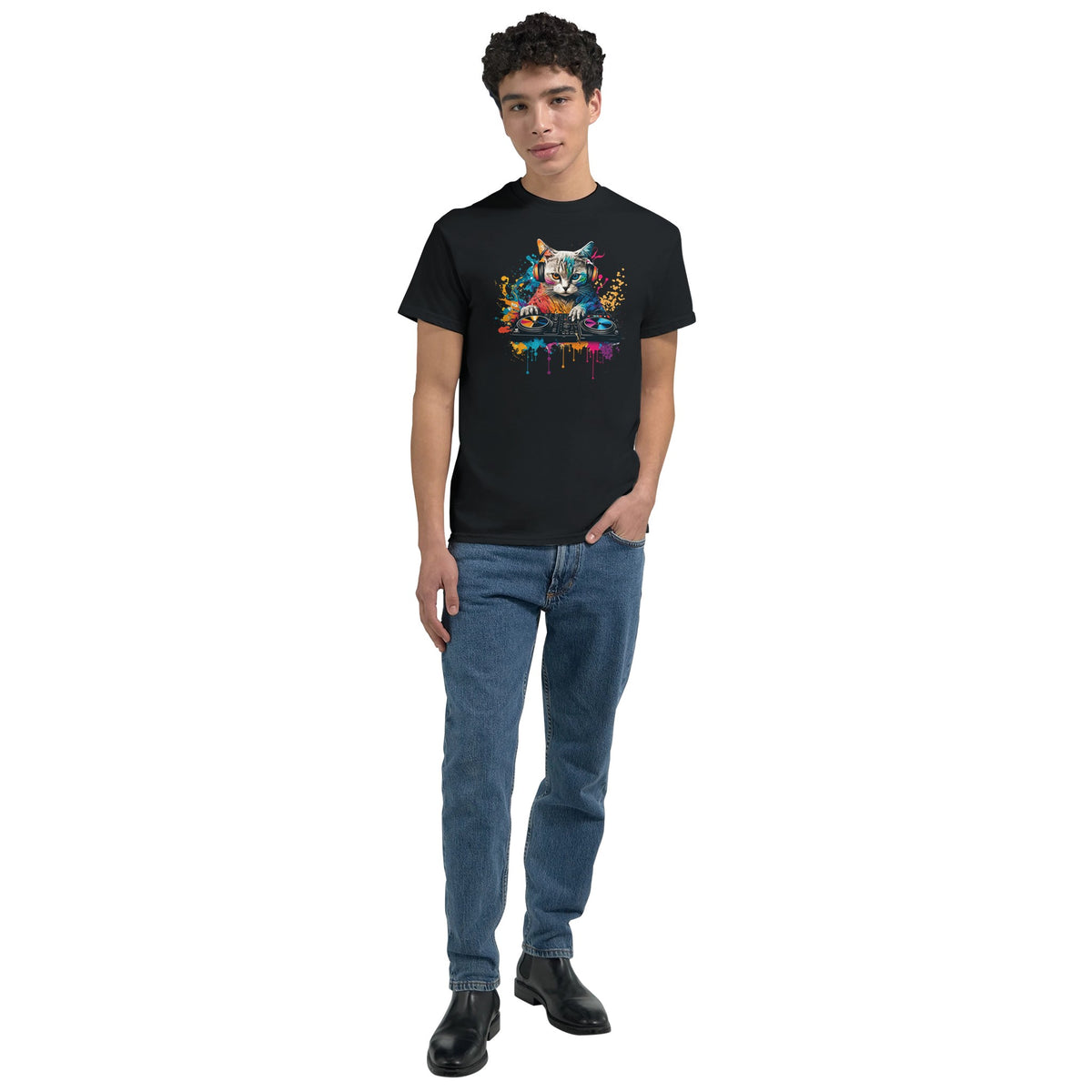 Cat DJ graphic T-shirt product image