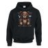 Men's Stressed Teddy Bear Hoodie in black with stitched patch bear graphic and spider webs.