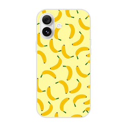 Cute banana-pattern iPhone case for 13-16, yellow fruit design, slim matte shell with shock absorption