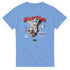 Blue Gothic Angel men's graphic tee with guardian angel artwork and red gothic text, short-sleeve crew neck.