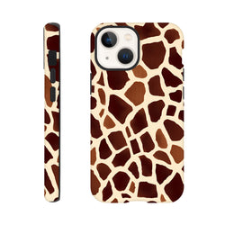 Giraffe print tough iPhone case featuring a bold safari animal pattern. This wildlife motif phone cover wraps around edges for durable protection and wild streetwear style.