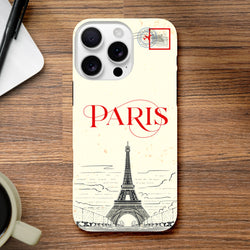 Paris Eiffel Tower rugged iPhone case for 13-16, travel-ready protection