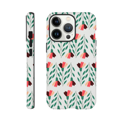 Floral tough protective phone case with wraparound back-and-sides print and glossy finish for iPhone 16/15/14/13.