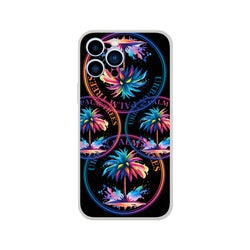 Urban Palm Trees iPhone Case (13-16) Retro Aesthetic with palm motif, matte finish, slim, shock-absorbing TPU.