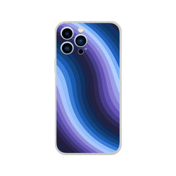 Blue Retro Wave iPhone case with abstract Y2K swirl; slim matte protection for iPhone 13–16.