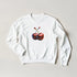 Cherries Jumper women's graphic sweatshirt in white with red cherry print; soft 50/50 cotton/polyester blend.