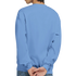Back view of blue cotton-blend Stressed Teddy Bear men's graphic sweatshirt, in sizes S–XL.