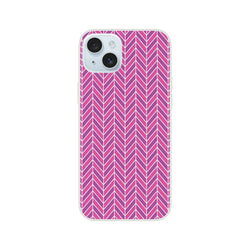 Pink herringbone geometric iPhone case with slim TPU design for models 13-16