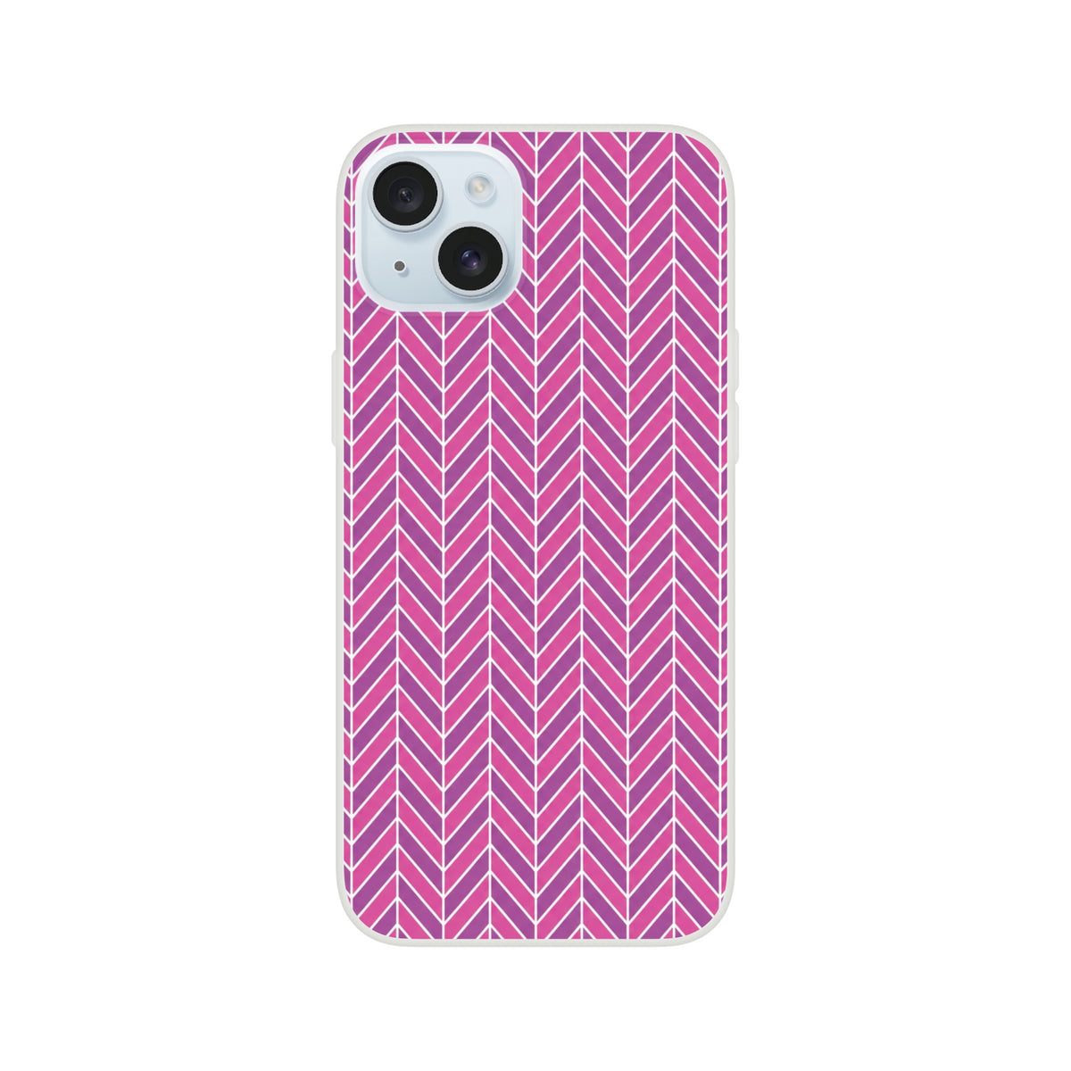 Pink herringbone geometric iPhone case with slim TPU design for models 13-16