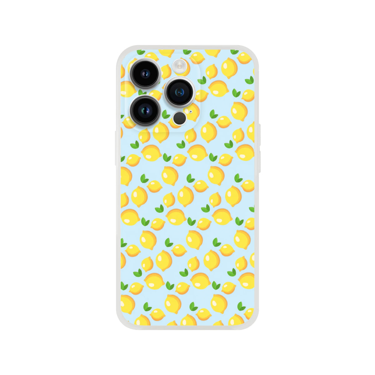 Cute mini lemon pattern iPhone case for iPhone 13-16 in blue aesthetic citrus style.