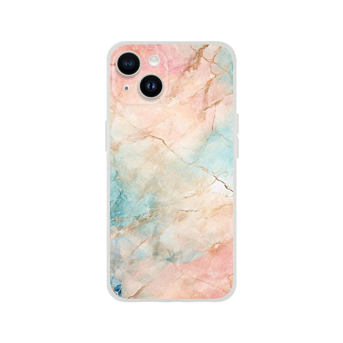 Pastel Marble iPhone Case in Peach & Aqua, abstract design for iPhone 13–16.